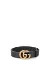 Gucci Double Gg Iconic Leather Belt In Black