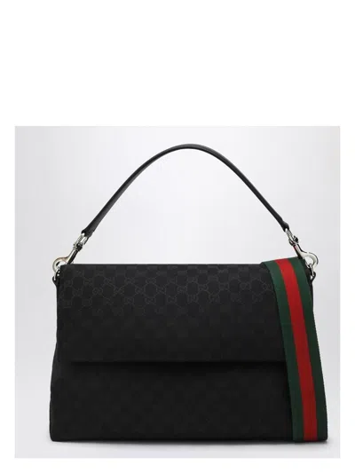 GUCCI MEN'S GG MEDIUM SHOULDER BAG WITH WEB STRAP