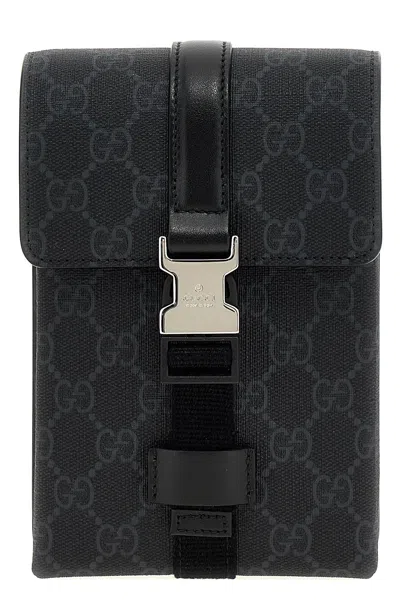 Gucci Men 'gg' Mini Crossbody Bag In Black