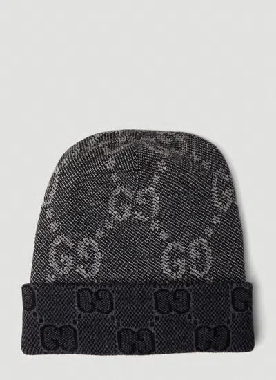 Gucci Logo-jacquard Wool Beanie In Gray