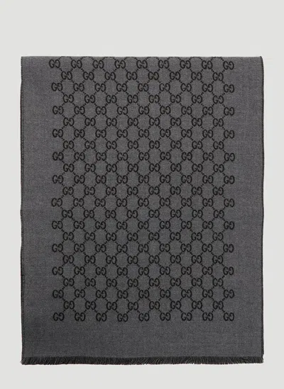 Gucci Men Gg Motif Scarf In Black