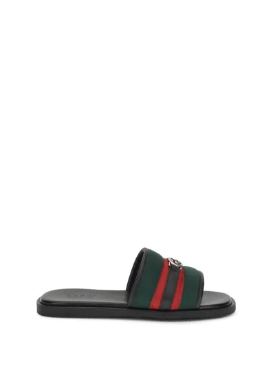 Gucci Men Gg Motif Slider Sandals In Multi