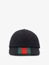 Gucci Original Gg Fabric Baseball Cap With Web Ribbon In Black