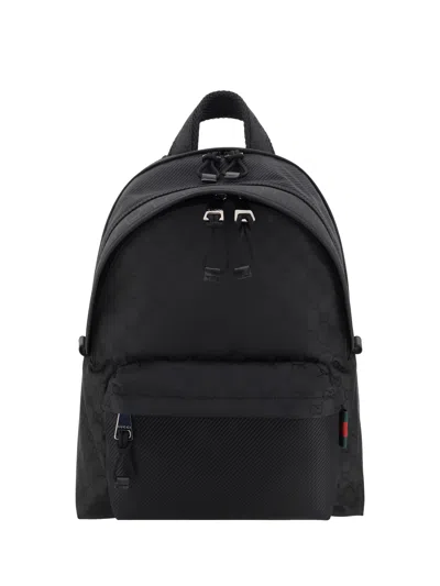 Gucci Men Gg Pattern Nylon Backpack In Black
