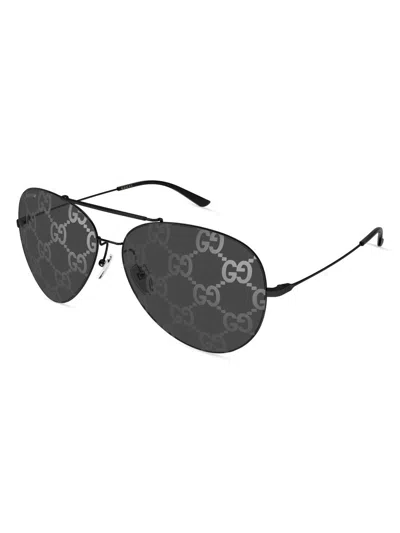 Gucci Gg-monogram Pilot Sunglasses In Black