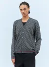 Gucci Wool And Silk Cardigan With Gg Motif In Gray
