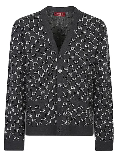 Gucci Men Gg Shadow Wool Cardigan In Multicolor