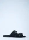 Gucci Men Gg Slide Sandals With Buckles In Black