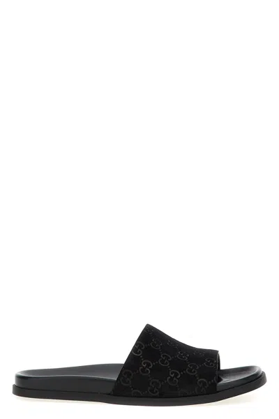 Gucci Men Gg Slides In Black