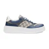 Gucci Monogrammed Coated-canvas And Leather Sneakers In Blue