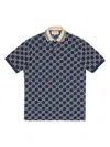Gucci Full Print Design Short Sleeve Polo Shirt Blue