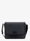 Gucci Men Gg Supreme And Leather Shoulder Bag With Frontal Patch