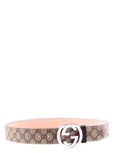 Gucci Supreme Fabric Belt With Gg Buckle In Brown