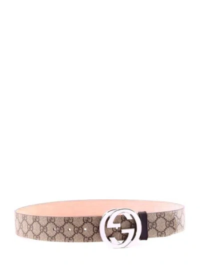 Gucci Supreme Fabric Belt With Gg Buckle In Brown