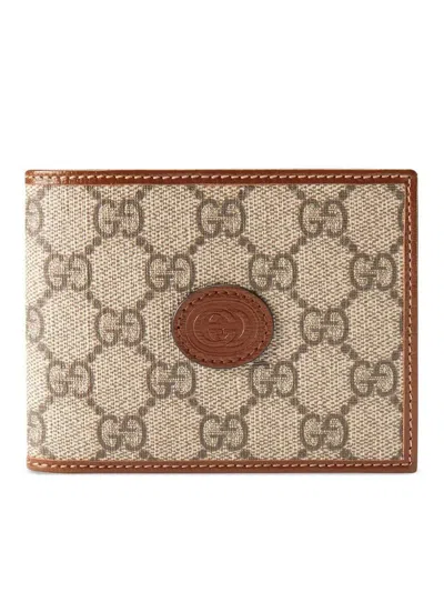 Gucci Men Gg Supreme Bi-fold Wallet And Card Holder In Neutral