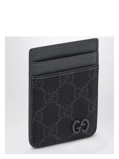 GUCCI MEN'S GG SUPREME BLACK/GREY FABRIC CARD HOLDER | 817197FACQC COLOR 1048
