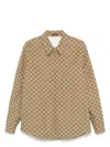 Gucci Beige Jacket With Classic Collar And Front Zip Closure In Gg Canvas Man In Brown