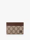 Gucci Men Gg Supreme Fabric And Leather Card Holder In Multi