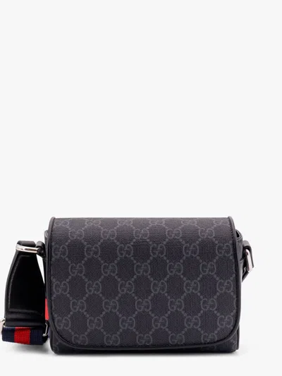 Gucci Men Gg Supreme Fabric And Leather Shoulder Bag