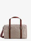 Gucci Men Gg Supreme Fabric And Leather Travel Bag With Web Detail In Multi