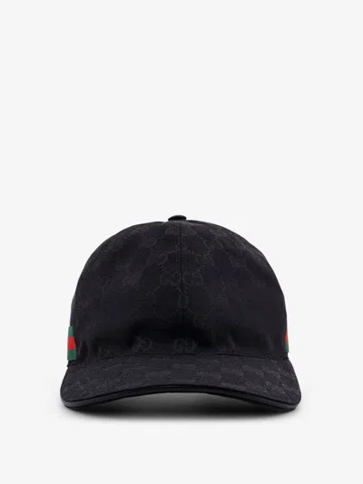 Gucci Men Gg Supreme Fabric Baseball Hat In Black