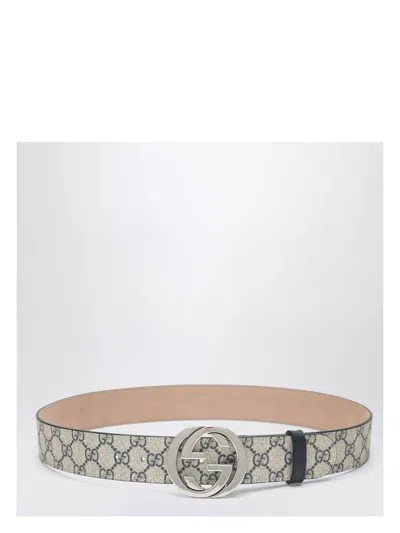 GUCCI MEN'S GG SUPREME FABRIC BELT WITH GG BUCKLE