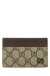 Gucci Men Gg Supreme Fabric Card Holder In Brown