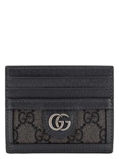 Gucci Gg Supreme Fabric Card Holder Grey/black
