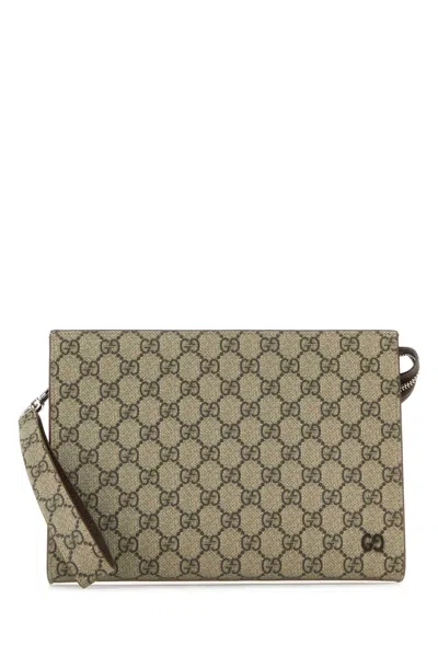 Gucci Men Gg Supreme Fabric Clutch In Multi