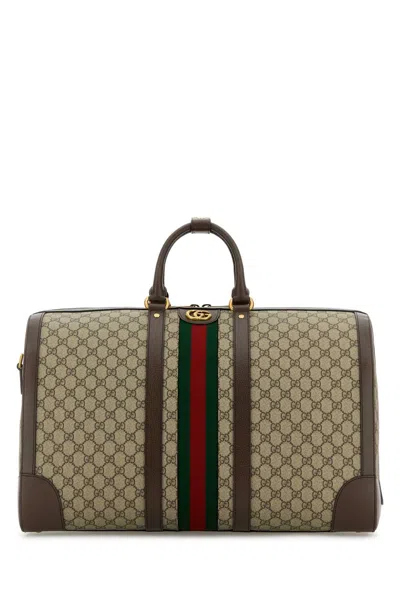 Gucci Men Gg Supreme Fabric  Savoy Travel Bag In Multicolor