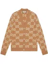 Gucci Gg Supreme Wool Cardigan In Camel