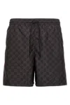 Gucci Gg Supreme-print Swim Shorts In Black