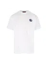 Gucci White Crewneck T-shirt With Double G Logo Embroidery On The Front In Cotton Man In White