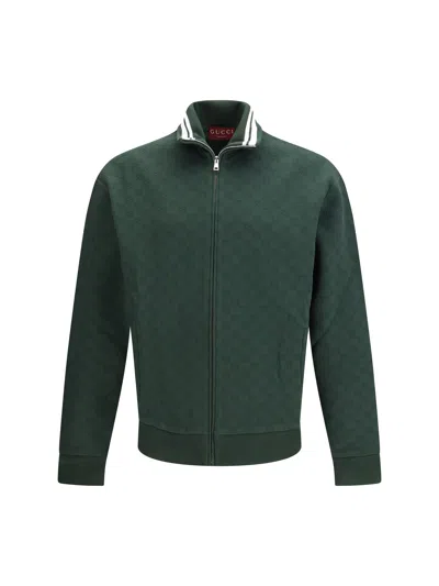 Gucci Men Gg Technical Jersey Zip Jacket In Green