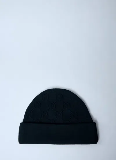 Gucci Men Gg Wool-blend Beanie In Black