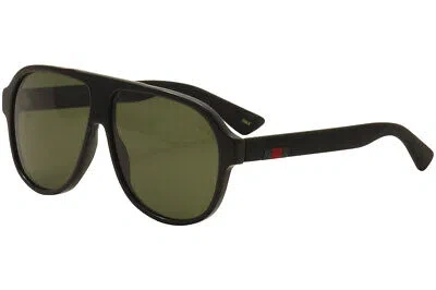 Pre-owned Gucci Men's Gg0009s 001 Black Retro Fashion Pilot Sunglasses 59mm In Green