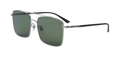 Pre-owned Gucci Men Gg0610sk-003 Ruthenium & Black Frame / Green Tinted Lens Sunglasses