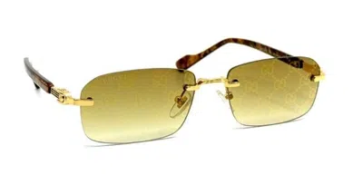 Pre-owned Gucci Men Gg1221s-004 Gold & Havana Frame / Brown Logo Tinted Lens Sunglasses In Red