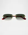 Gucci Men's Gg1221sm Rimless Metal Rectangle Sunglasses In Shiny Yellow Gold