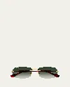 Gucci Men's Gg1221sm Rimless Metal Rectangle Sunglasses In Shiny Yellow Gold