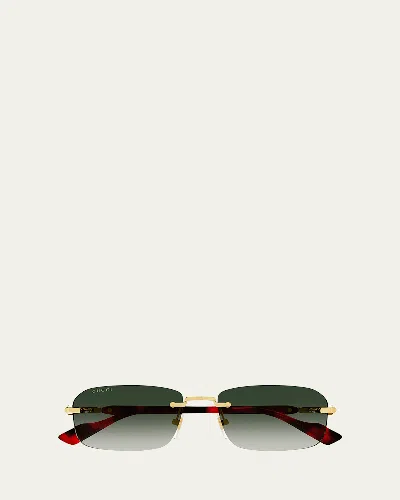 GUCCI MEN'S GG1221SM RIMLESS METAL RECTANGLE SUNGLASSES