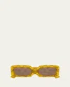 Gucci Men's Gg1426sm Gg Acetate Rectangle Sunglasses In Shiny Crystal Amber Yellow
