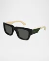 Gucci Men's Gg1668sm Acetate Rectangle Sunglasses In Black