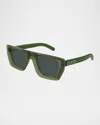 Gucci Men's Gg1723sm Plastic Rectangle Sunglasses In Green