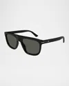 Gucci Men's Gg1726sm Acetate Rectangle Sunglasses In Shiny Black