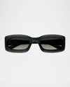 Gucci Men's Gg1786sm Plastic Rectangle Sunglasses In Matte Milky Dark Grey