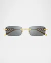 Gucci Men's Gg1808sm Metal Rectangle Sunglasses In Shiny Endura Gold