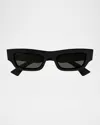 Gucci Men's Gg1839sm Acetate Rectangle Sunglasses In Black