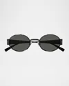 Gucci Men's Gg1854sm Metal Oval Sunglasses In Shiny Dark Ruthenium