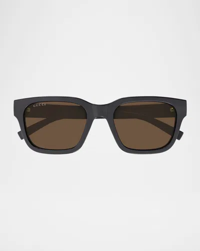 Gucci Men's Gg1857sm Plastic Rectangle Sunglasses In Gray